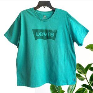 LEVI'S Men's Retro Housemark Batwing T-shirt Teal Size XXL
